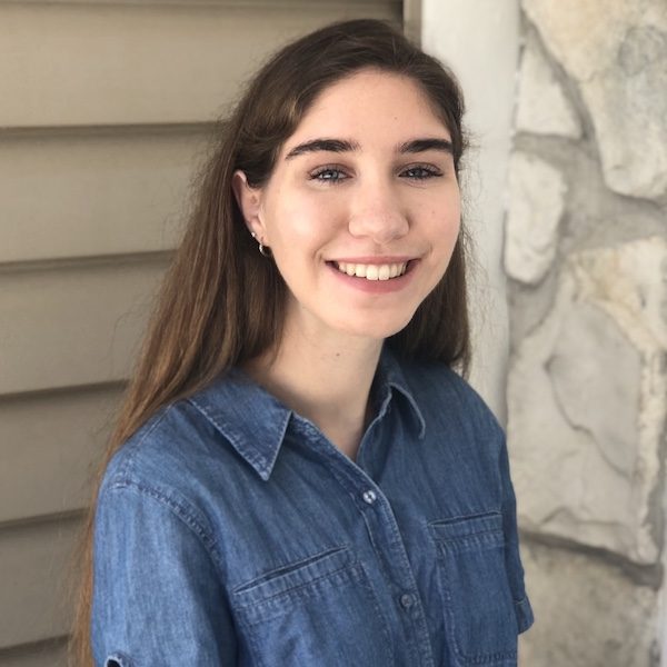 Grace Hasson in a Blue Shirt